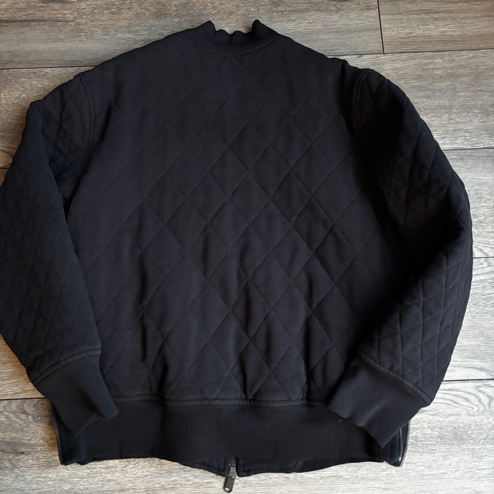 Athleta Retroplush Bomber Jacket Coat Black Pockets Zippers sz M style 464625 - Picture 15 of 16
